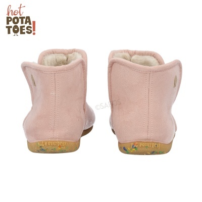 Botins rosa claro em camurça com sola reciclada e interior macio