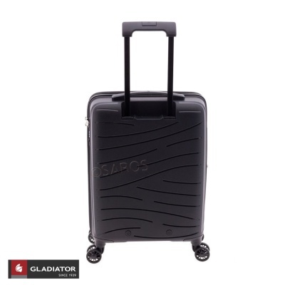 Mala de viagem rígida preta com rodas e alça retrátil