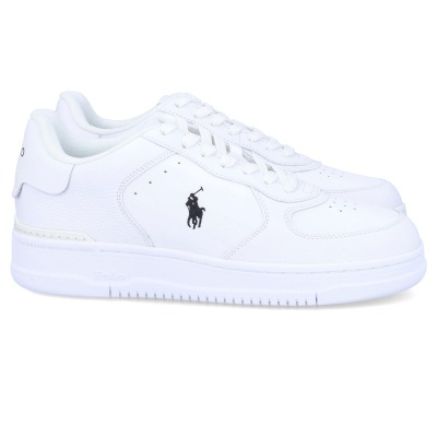 Sapatilhas brancas em pele com logótipo de jogador de pólo preto