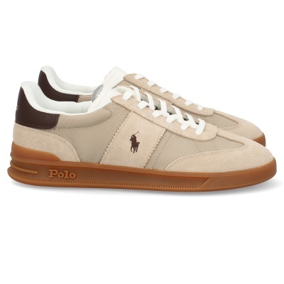 Ténis masculinos Polo bege com sola castanha