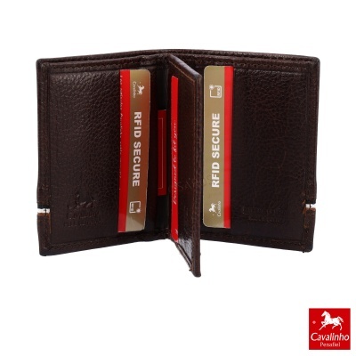 Carteira masculina de couro castanho com cartões