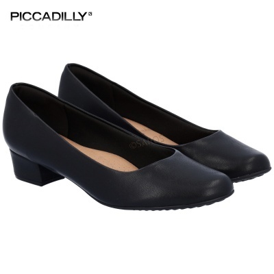 Sapatos femininos pretos Piccadilly com salto baixo