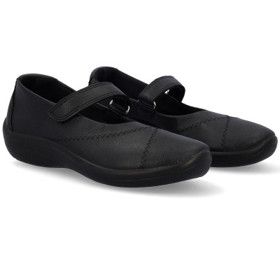 Sapatos Mary Jane pretos com fecho de velcro e sola preta