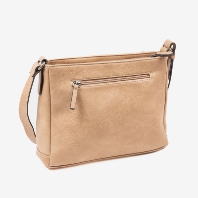 Mala bege com bolso exterior e alça ajustável