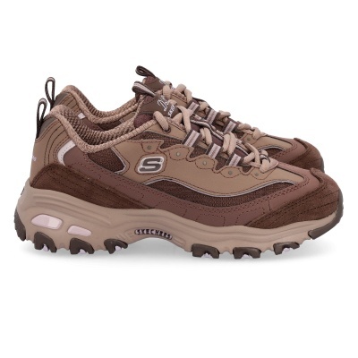 Ténis desportivos castanhos Skechers com sola robusta