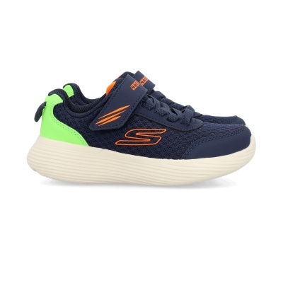 Ténis desportivos azuis com verde fluorescente e detalhes em laranja para crianças