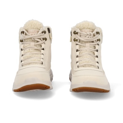 Botas impermeáveis creme Skechers com atacadores e sola castanha