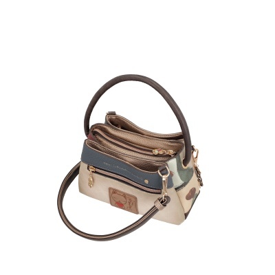 Bolsa de mão feminina em couro sintético de várias cores com zíper e alças rígidas