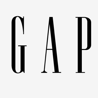 Logótipo da marca GAP com letras pretas