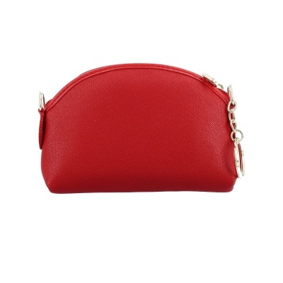 Bolsa estojo vermelha com fecho e corrente metálica prateada