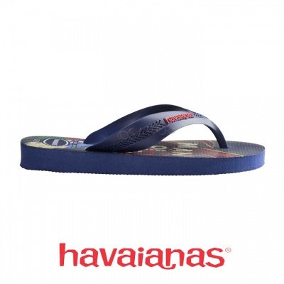 Chinelo Havaianas azul escuro com marca vermelha