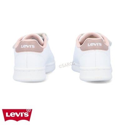 Sapatilhas Levi's brancas com pormenores rosa e logotipo na parte de trás