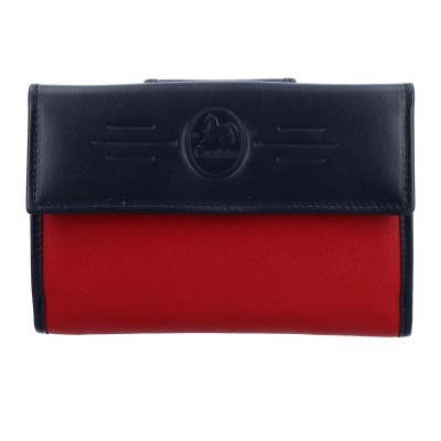 Carteira preta e vermelha com logo em relevo Cavalinho