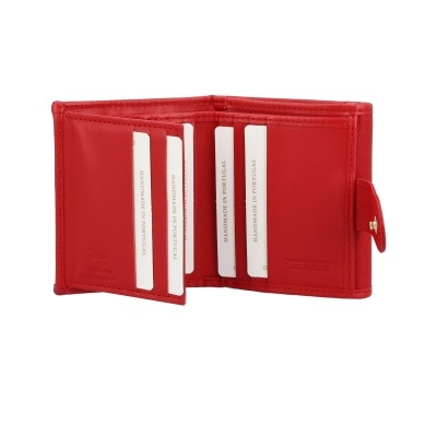 Carteira vermelha em pele com cartão HANDMADE IN PORTUGAL