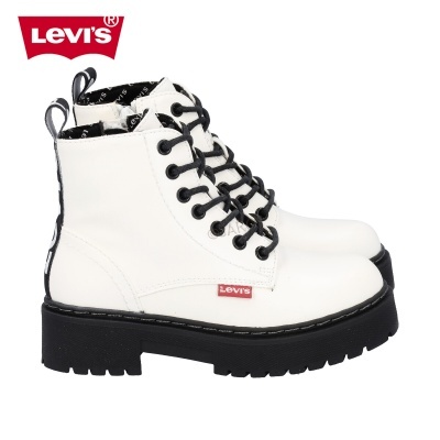 Botas brancas LEVI'S® com atacadores pretos e sola preta