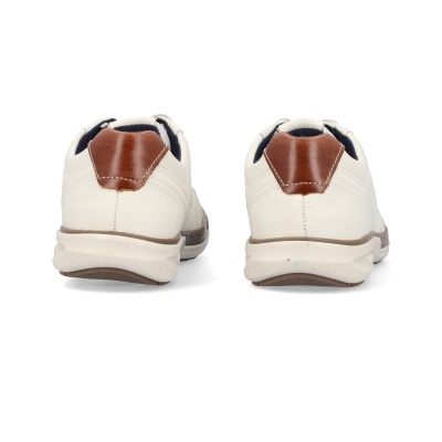 Par de sapatilhas de pele branca com detalhe castanho e sola bege