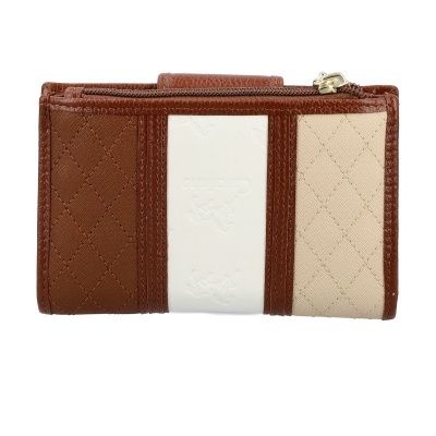 Carteira tricolor com relevo e acolchoado em couro e tecido