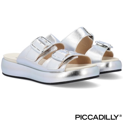 Sandálias PICCADILLY prateadas com fivelas e sola grossa