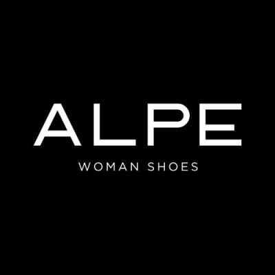 Logótipo ALPE WOMAN SHOES em fundo preto.