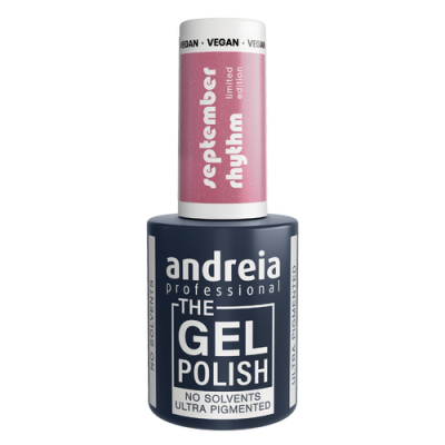 Frasco de verniz de unhas gel Andreia rosa e branco