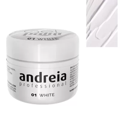 pote branco de creme Andreia Professional 01 White com textura cremosa branca