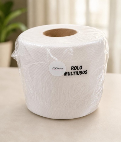 Rolo multiusos branco em embalagem plástica transparente com etiquetas SASONAILS PROFESIONAL e ROLO MULTIUSOS
