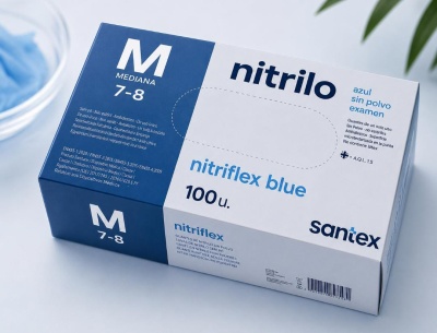 Embalagem de luvas de nitrilo azuis tamanho M 7-8 para uso único nitriflex blue 100 unidades