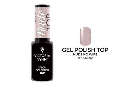 Esmalte gel top coat Victoria Vynn Nude No Wipe com amostra da cor