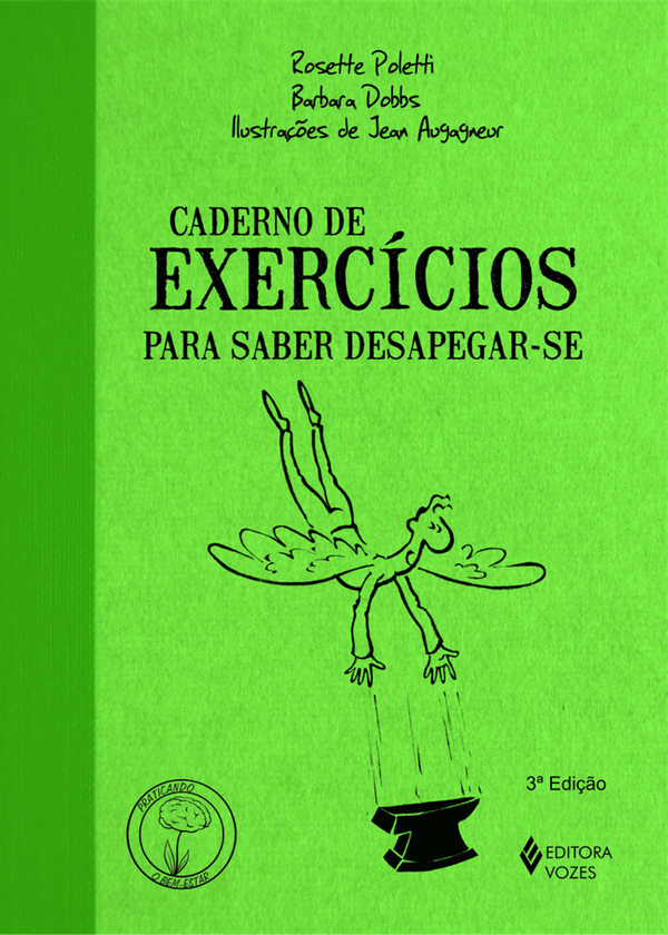 Caderno de Exercícios para Saber Desapegar-se Capa verde de livro intitulada Caderno de Exercícios para Saber Desapegar-se com ilustração e texto.