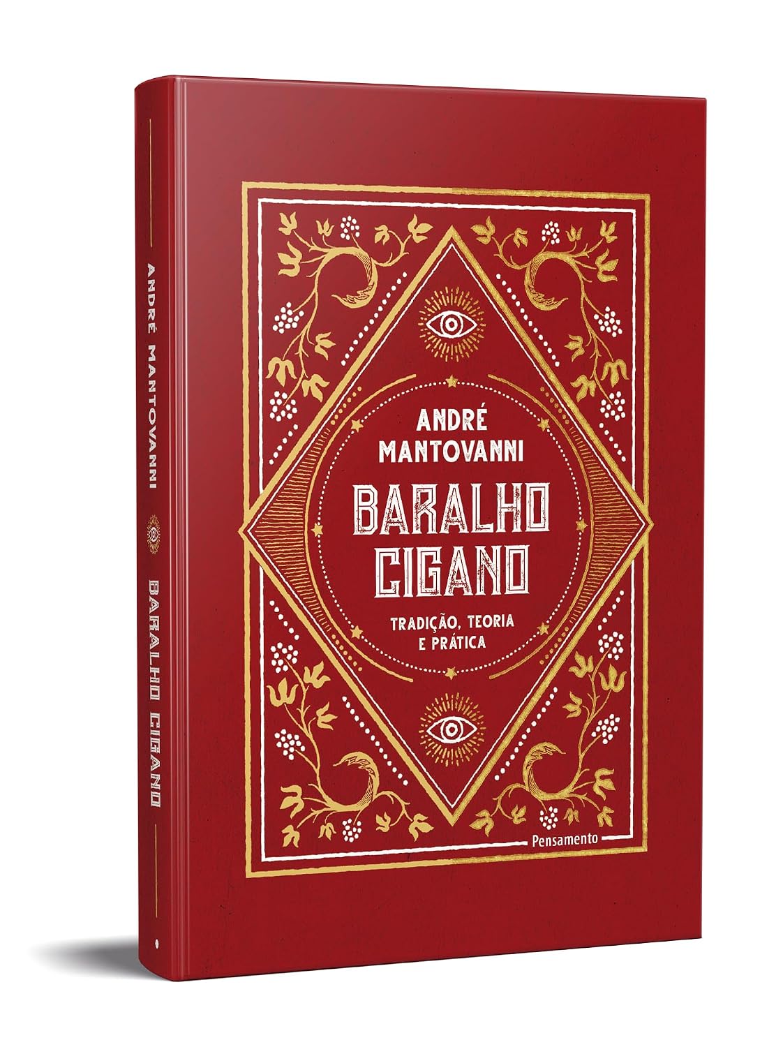 Baralho Cigano (livro + cartas) Livro Baralho Cigano de capa vermelha com detalhes dourados e brancos