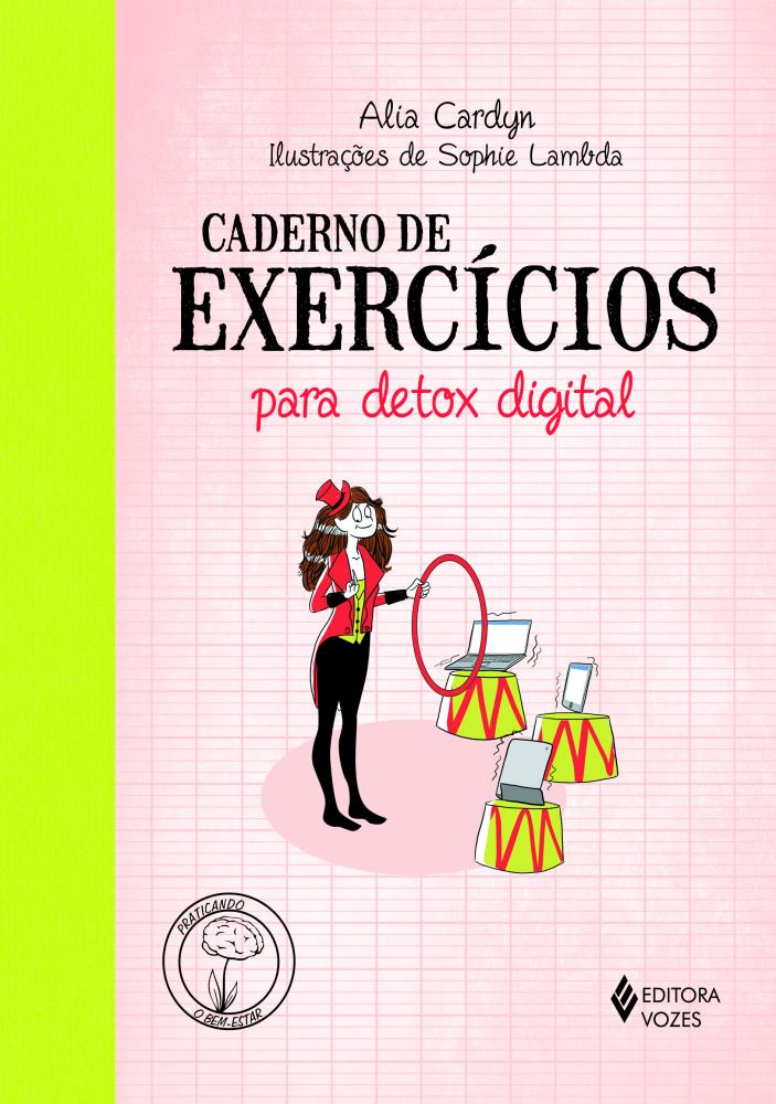 Caderno de Exercícios Para Detox Digital Capa de caderno de exercícios para detox digital com ilustração e texto