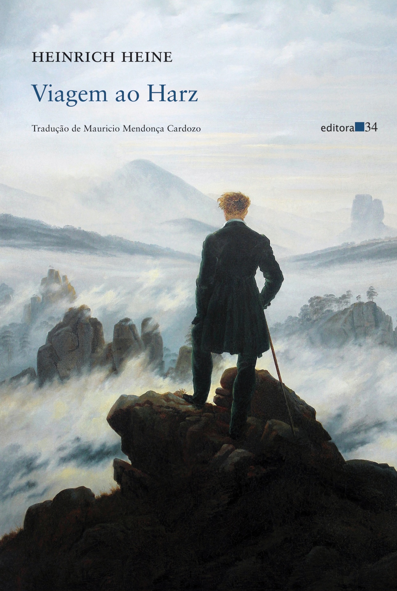 A Viagem ao Harz Capa do livro Viagem ao Harz com uma figura masculina de costas em paisagem montanhosa enevoada.