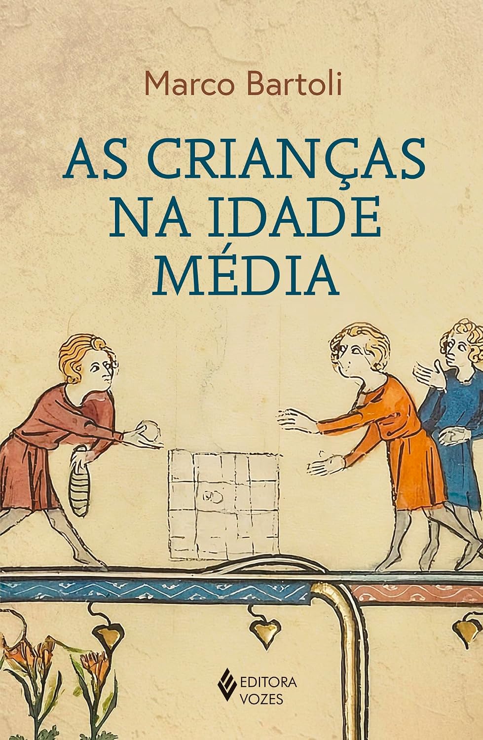 As Crianças na Idade Média Capa de livro com título As Crianças na Idade Média e ilustração medieval