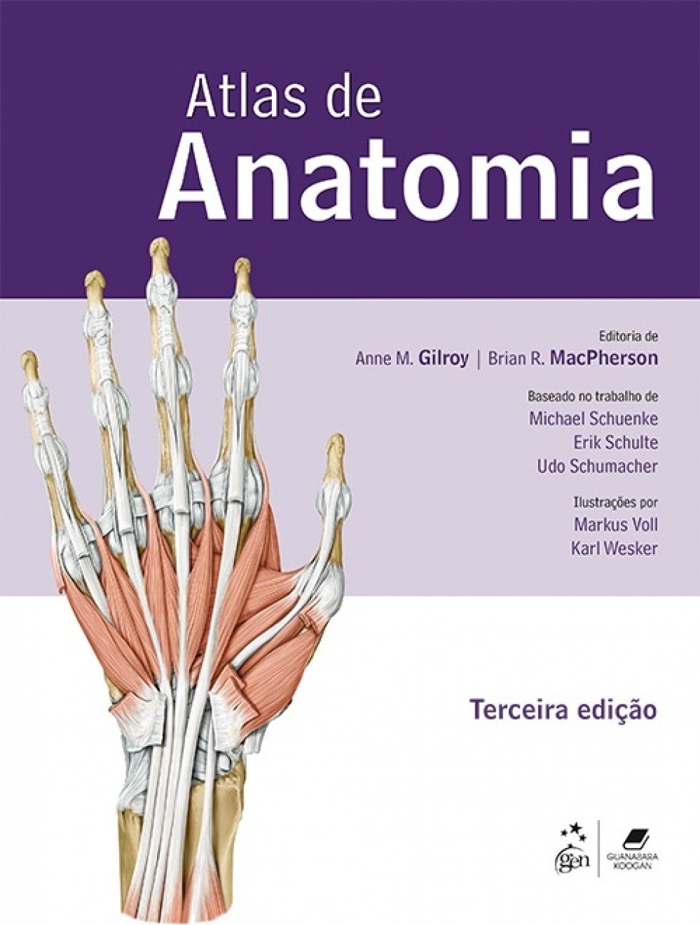 Atlas de Anatomia Capa do livro Atlas de Anatomia com ilustração anatómica da mão
