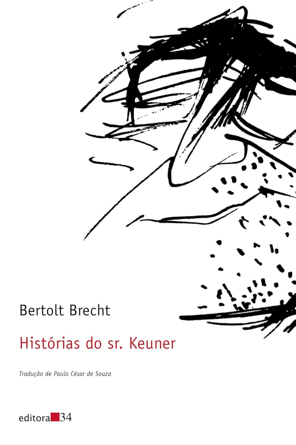 Histórias do sr. Keuner Capa do livro Histórias do sr. Keuner de Bertolt Brecht com desenho em linhas pretas.