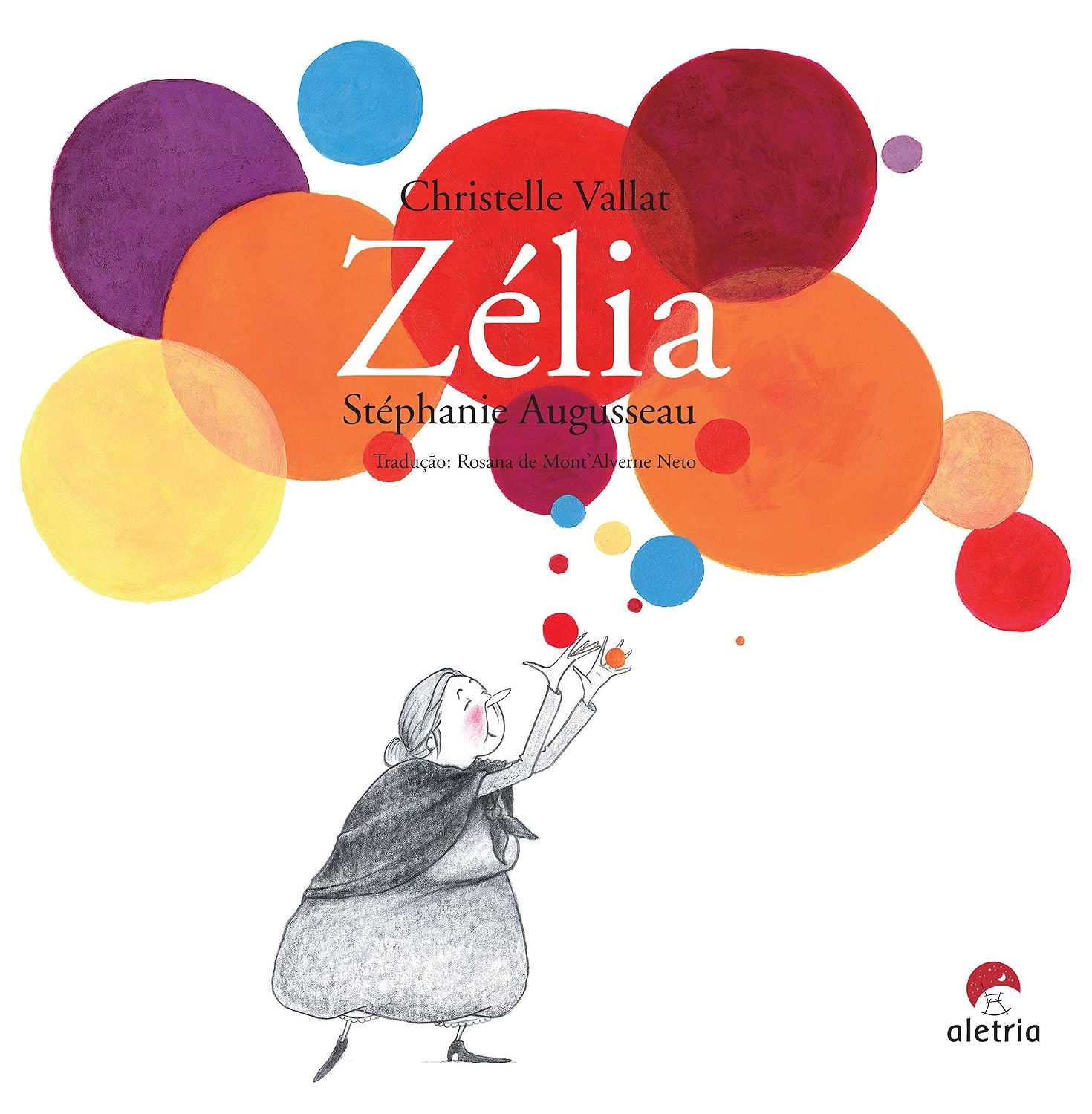 Zélia Capa de livro infantil colorida com personagem e bolas coloridas