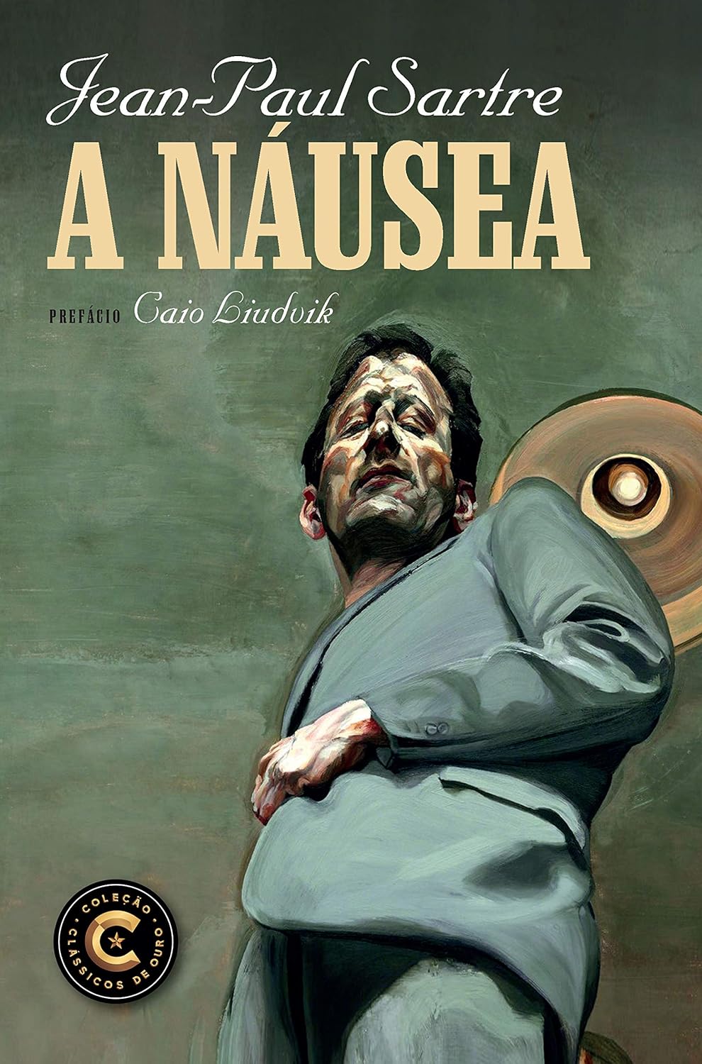 A Náusea Capa do livro A NÁUSEA de Jean-Paul Sartre com ilustração de homem de fato cinzento