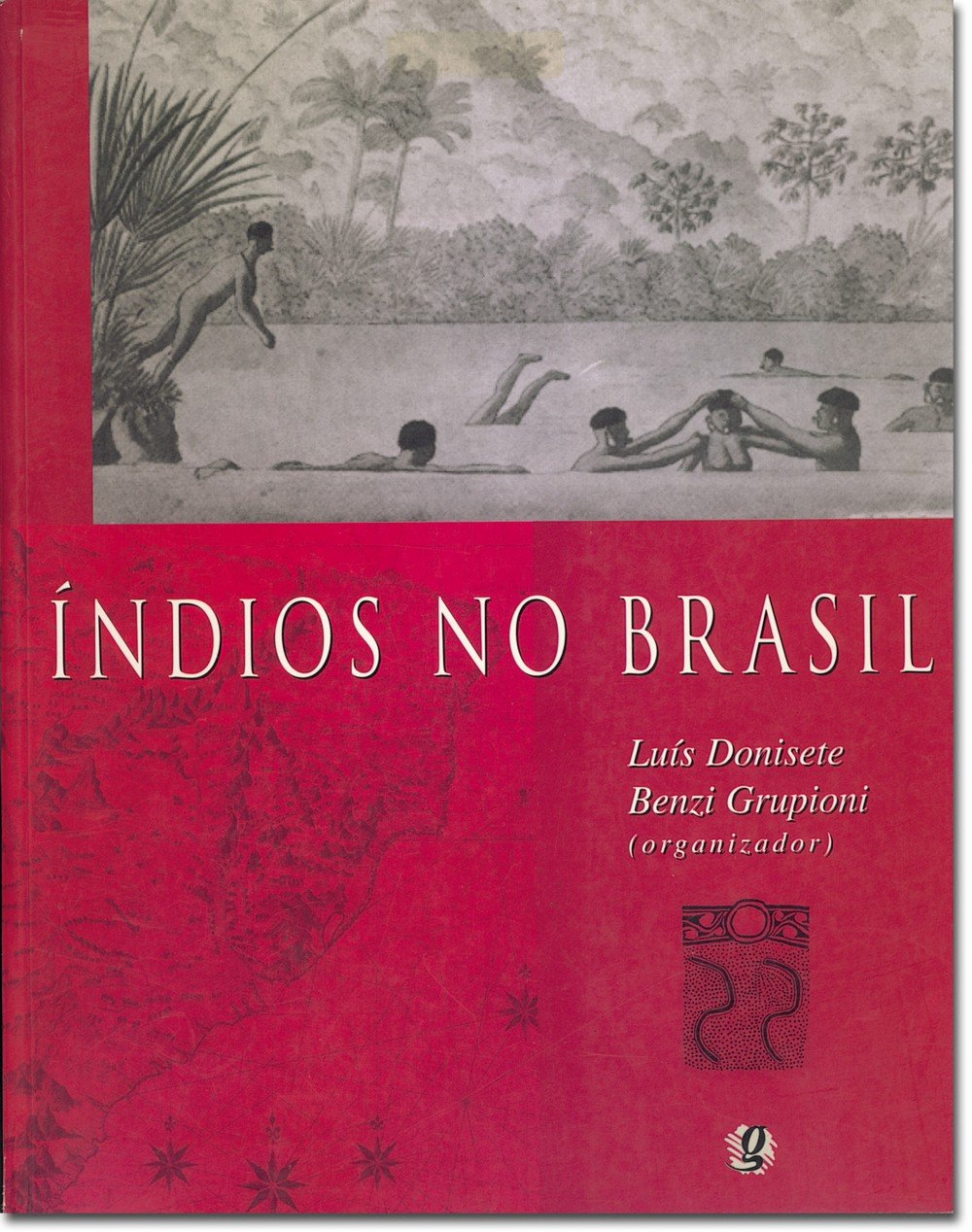 Índios no Brasil Capa do livro ÍNDIOS NO BRASIL com ilustração de índios a nadar
