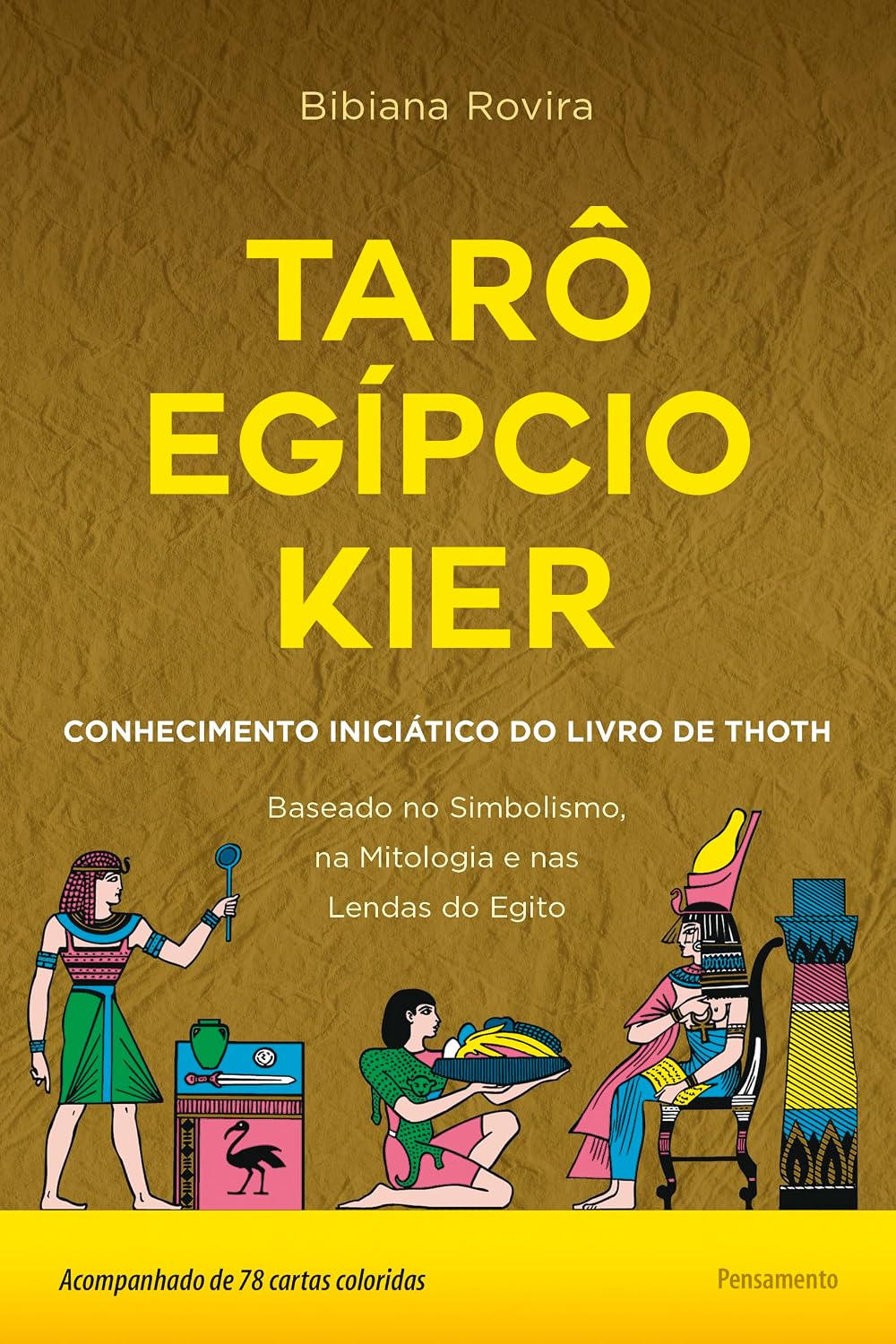 Tarô Egípcio Kier (livro + cartas) Capa de livro com título TARÔ EGÍPCIO KIER e ilustrações egípcias