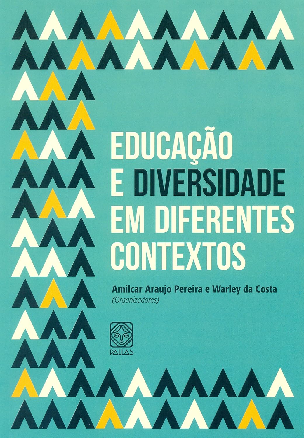 Educação e Diversidade em Diferentes Contextos Capa de livro azul com padrões geométricos e texto em português.