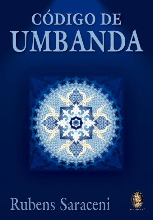 Código de Umbanda Capa de livro Código de Umbanda com mandala azul e título em azul sobre fundo escuro