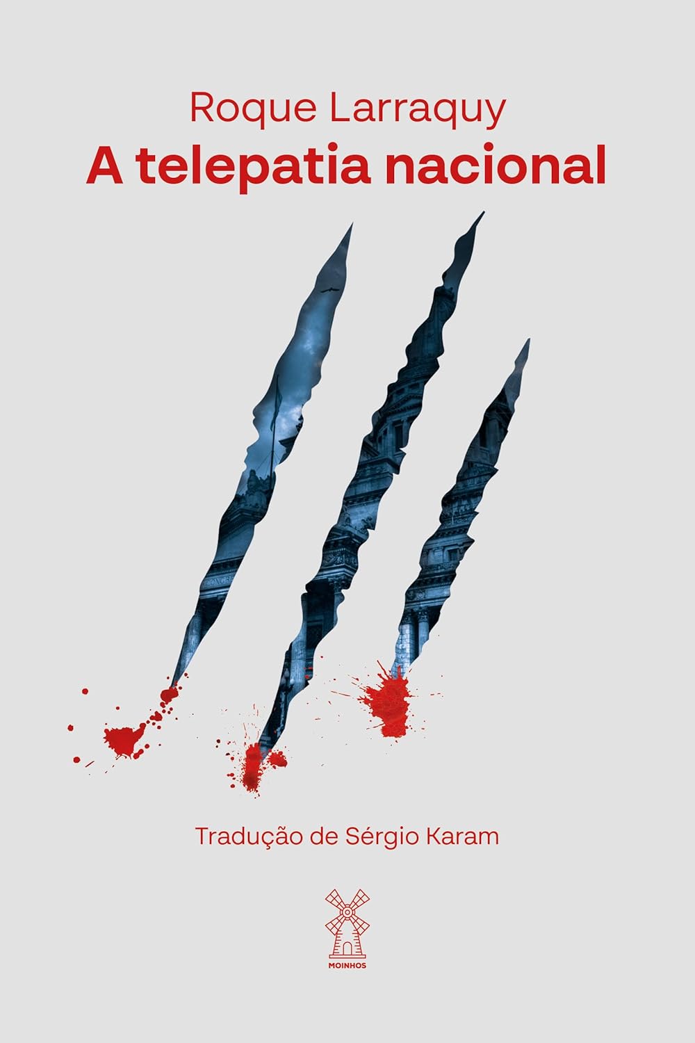 A Telepatia Nacional Capa do livro A telepatia nacional com marcas de garras e manchas de sangue