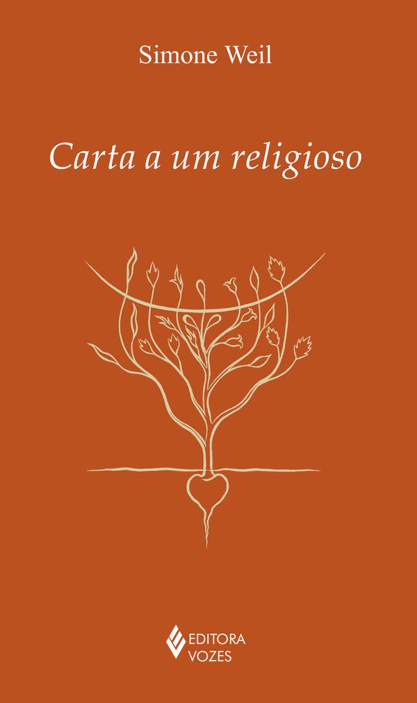 Carta a um Religioso Capa de livro laranja com título e ilustração branca