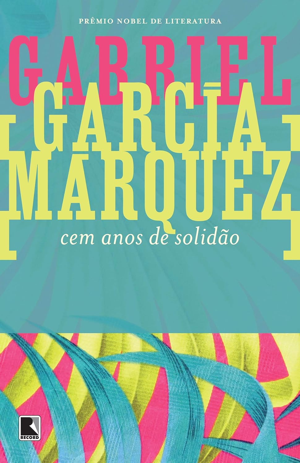 Cem Anos de Solidão Capa do livro Cem anos de solidão de Gabriel Garcia Marquez com fundo azul e padrão colorido na parte inferior
