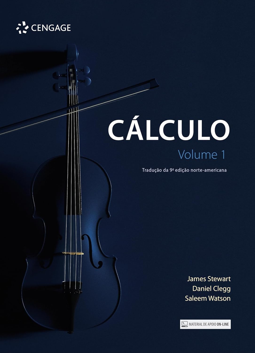 Cálculo v.1 Capa de livro azul escuro com violino preto e texto de cálculo