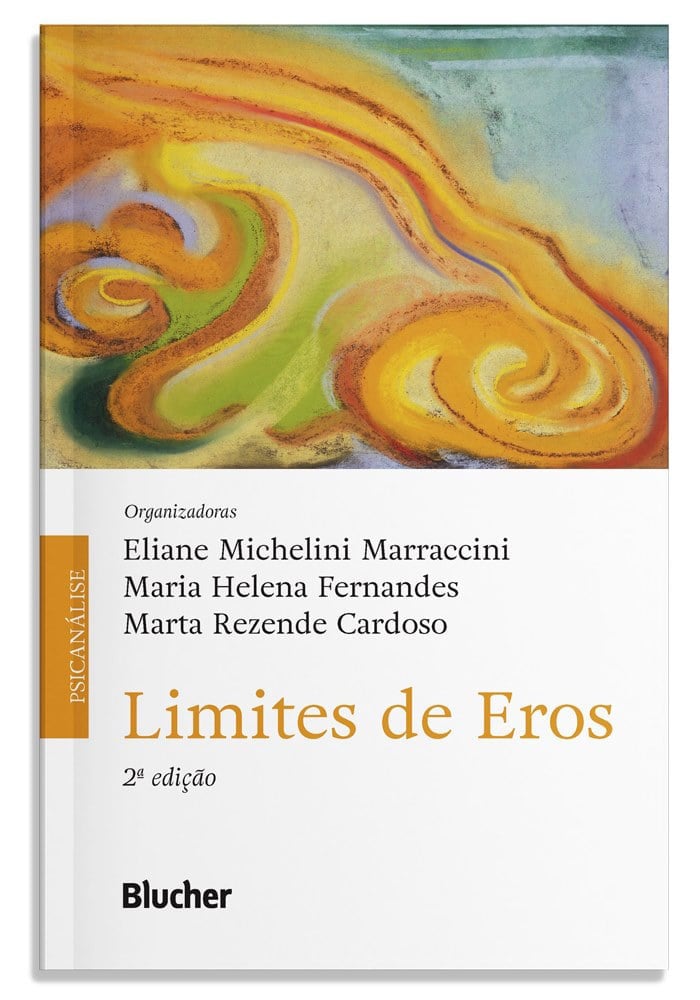 Limites de Eros Capa de livro Limites de Eros com arte abstrata, texto e selo Blucher