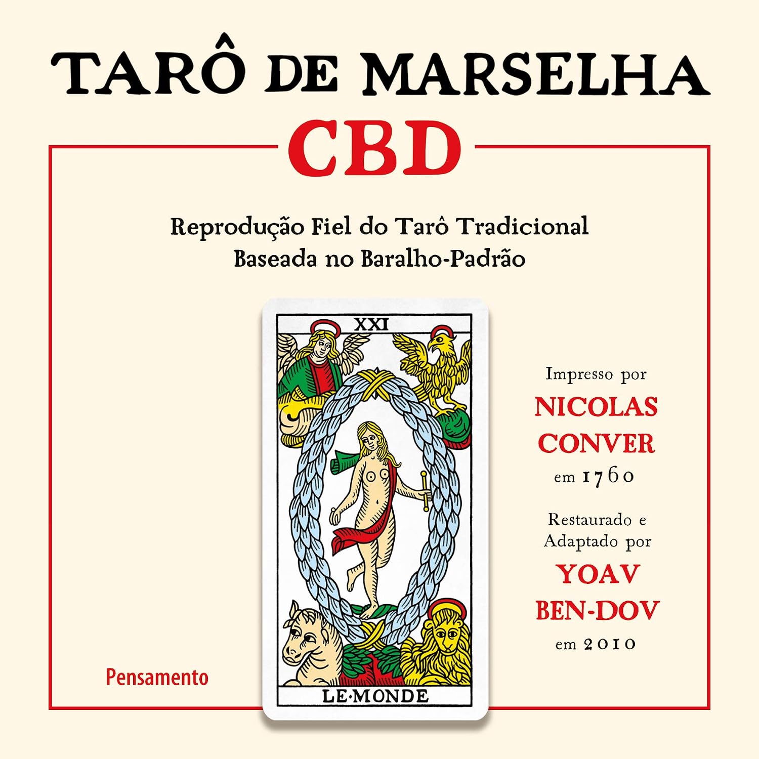 Tarô de Marselha CBD (livro + cartas) Capa de baralho TARÔ DE MARSELHA CBD com carta LE MONDE ao centro