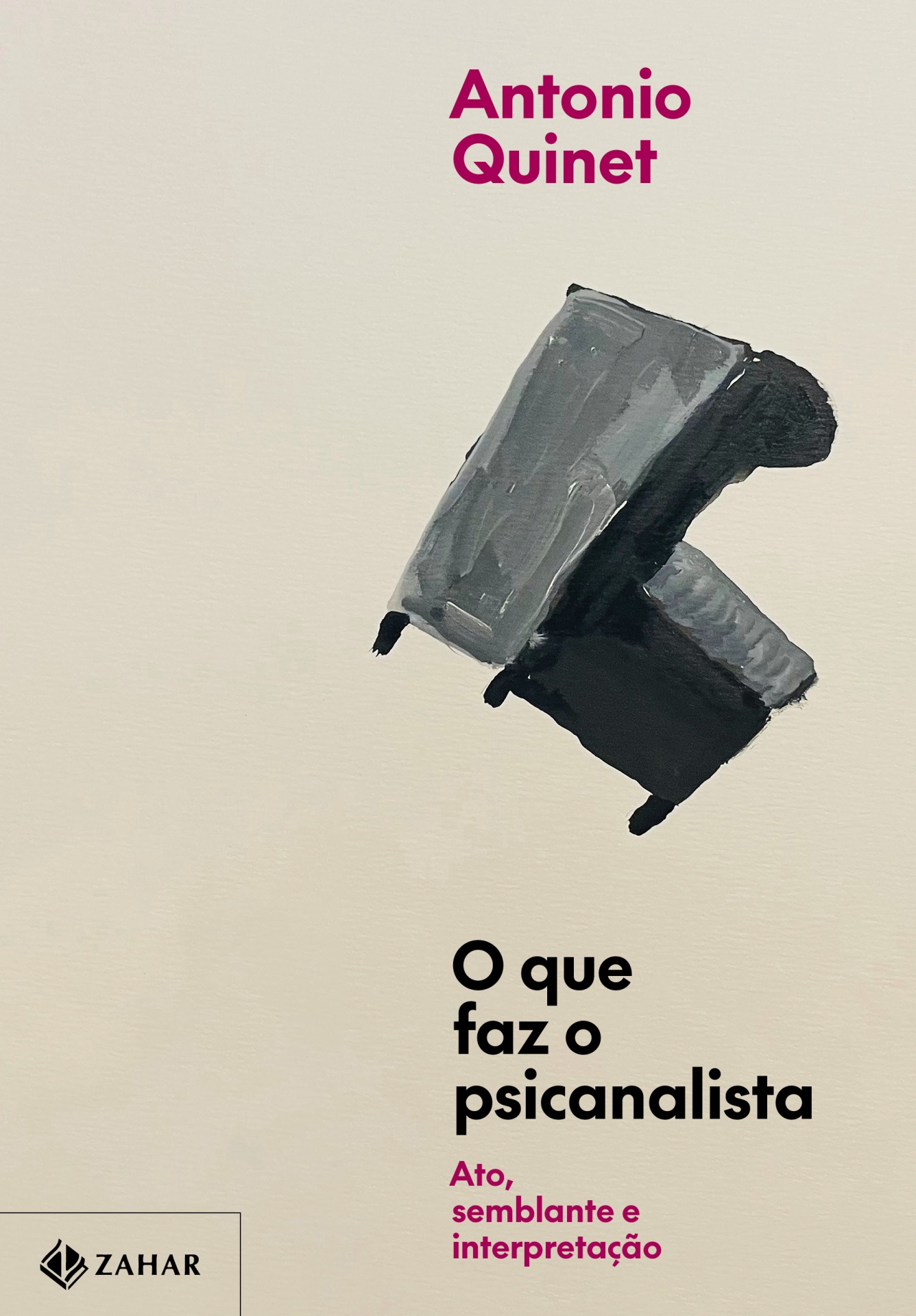 Que Faz o Psicanalista, O: Ato, Semblante e Interpretação Capa de livro com título e ilustração abstrata em tons de cinza e preto