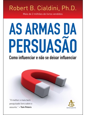 As Armas da Persuasão Capa do livro As Armas da Persuasão com íman vermelho e cinzento e texto em várias cores