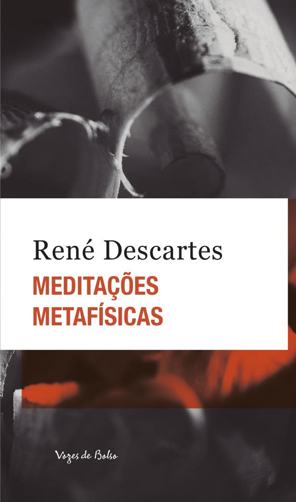 Meditações Metafísicas Capa do livro Meditações Metafísicas de René Descartes com design abstrato em preto e branco